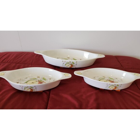 Kent Pottery Apple Oval Baking Dishes Set of 3 Fruit Collection Vintage Home Art - Picture 3 of 16